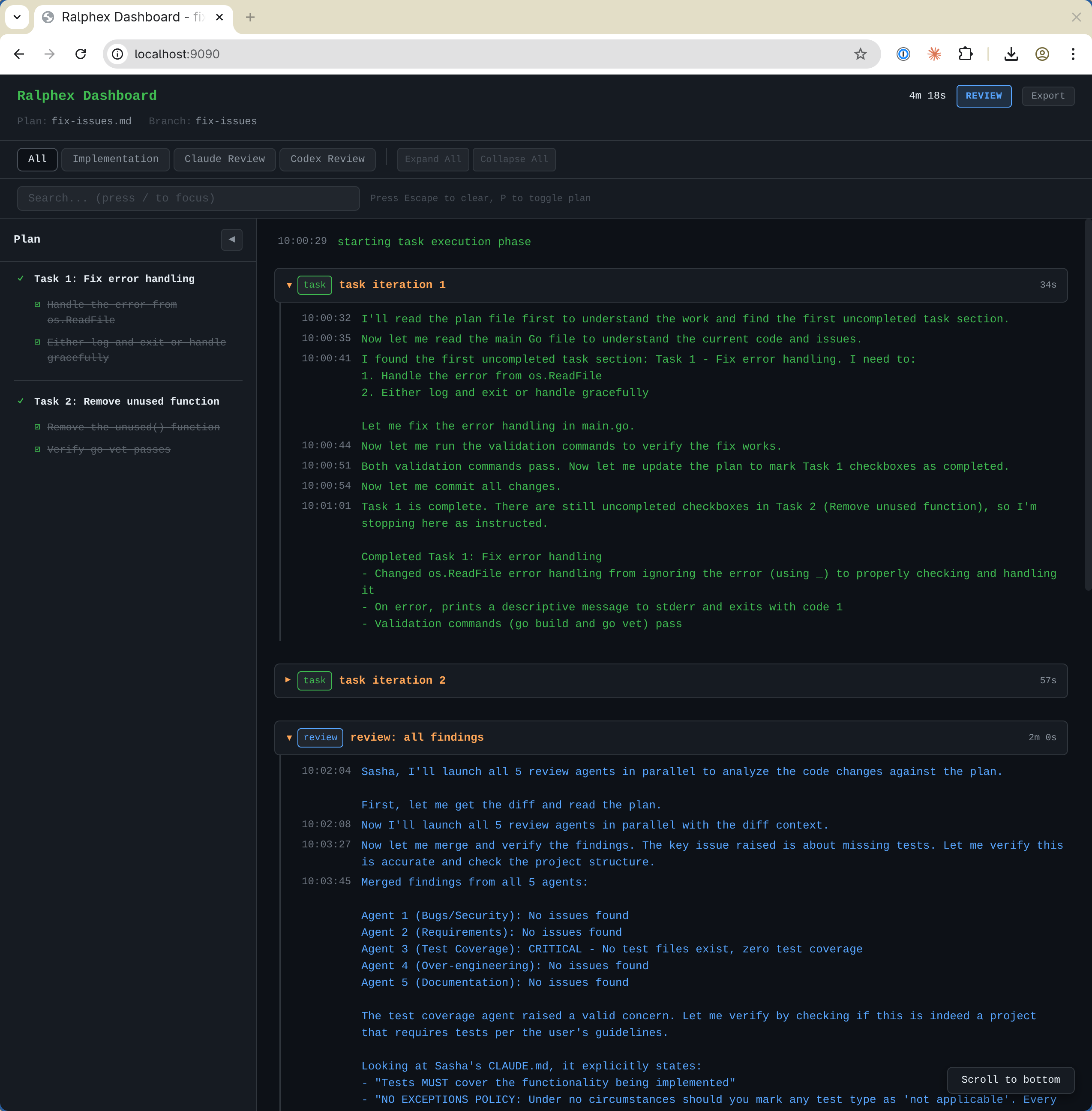 ralphex web dashboard
